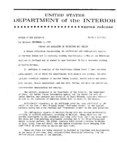 UNITED STATES i DEPARTMENT of the INTERIOR  * * * * * * * * * * * * * * * * * * * * *news