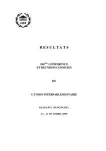 RESULTATS  104ème CONFERENCE ET REUNIONS CONNEXES  DE