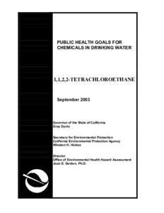 Public Health Goal for 1,1,2,2-Tetrachloroethane, September 2003