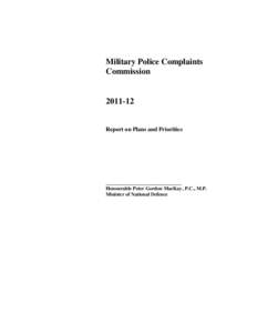 Military Police Complaints Commission[removed]Report on Plans and Priorities