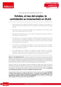 NdP Octubre, mes del empleo. Adecco