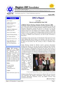 Region XIII Newsletter The newsletter of Region XIII of The American Society of Heating, Refrigerating and Air-Conditioning Engineers, Inc. Region XIII