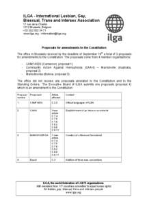 ILGA - International Lesbian, Gay, Bisexual, Trans and Intersex Association 17 rue de la Charité 1210 Brussels, Belgium + www.ilga.org - 