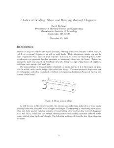 Statics of Bending: Shear and Bending Moment Diagrams David Roylance Department of Materials Science and Engineering