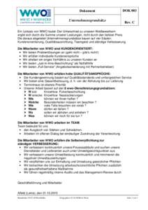 Dokument  DOK 003 Unternehmensgrundsätze