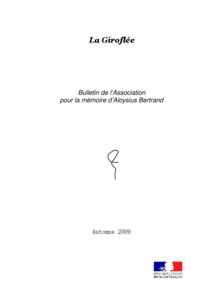 La Giroflée  Bulletin de l’Association pour la mémoire d’Aloysius Bertrand  Automne 2009