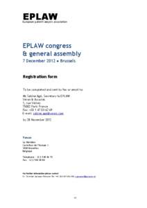 EPLAW  European patent lawyers association EPLAW congress & general assembly