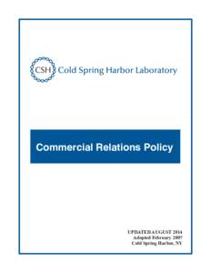 Commercial Relations Policy  UPDATED AUGUST 2014 Adopted February 2007 Cold Spring Harbor, NY