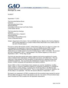 GAO-14-877R, Department of the Interior, Fish and Wildlife Service: Migratory Bird Hunting; Migratory Bird Hunting Regulations on Certain Federal Indian Reservations and Ceded Lands for the[removed]Early Season