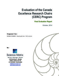 Evaluation of the Canada Excellence Research Chair (CERC) Program
