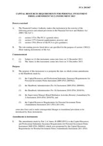 FCA[removed]CAPITAL RESOURCES REQUIREMENTS FOR PERSONAL INVESTMENT FIRMS (AMENDMENT NO 2) INSTRUMENT 2013 Powers exercised A.