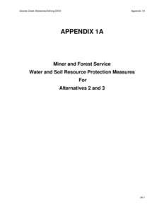 Granite Creek Watershed Mining DEIS  Appendix 1A APPENDIX 1A