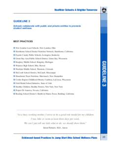 Healthier Schools: A Brighter Tomorrow  GUIDELINE 3 Schools collaborate with public and private entities to promote student wellness.