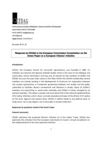 Comité européen des associations d’intérêt général - European Council for Non-Profit Organisations Square Ambiorix 32, Bte 47, B-1000, Bruxelles Tel +[removed], [removed] www.cedag-eu.org Register I