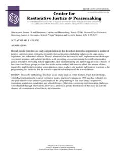 www.cehd.umn.edu/ssw/rjp  ` Center for Restorative Justice & Peacemaking