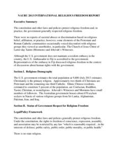 NAURU 2013 INTERNATIONAL RELIGIOUS FREEDOM REPORT