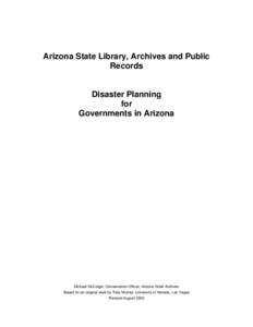 Arizona State Library, Archives and Public Records Disaster Planning for Governments in Arizona