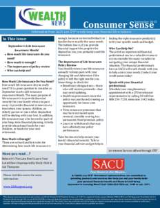 Consumer Sense  September 2015 Information from SACU and CFS* to help keep your financial life in balance
