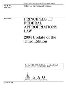 GAO-05-354SP Principles of Federal Appropriations Law: 2004 Update of the Third Edition