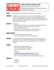 Microsoft Word - Oral History Lesson Plan - Lower Elementary