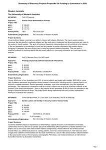 Summary of Discovery Projects Proposals for Funding to Commence inWestern Australia The University of Western Australia DP1097003