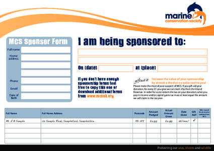 MCS Sponsor Form  I am being sponsored to: Full name Home