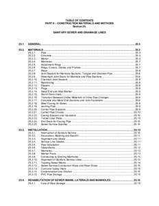 TABLE OF CONTENTS PART II – CONSTRUCTION MATERIALS AND METHODS Section 25. SANITARY SEWER AND DRAINAGE LINES  25.1.