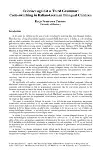 Human communication / Code-switching / Psycholinguistics / Code-mixing / Mean length of utterance / Language / Bilingualism / Multilingualism / Linguistics / Language acquisition / Sociolinguistics