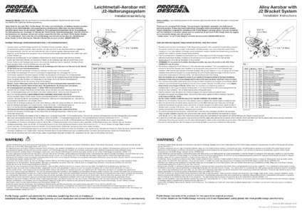 Leichtmetall-Aerobar mit J2-Halterungssystem Alloy Aerobar with J2 Bracket System Installation Instructions