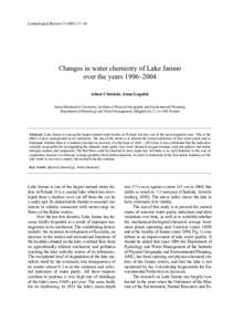 Limnological Review–36  Changes in water chemistry of Lake Jamno over the years 1996–2004 Adam Choiński, Anna Gogołek Adam Mickiewicz University, Institute of Physical Geography and Environmental Planni