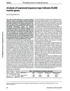 letter  © 2000 Nature America Inc. • http://genetics.nature.com Analysis of expressed sequence tags indicates 35,000 human genes