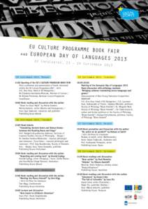 EU CULTURE PROGRA MME BOOK FAIR and EUROPEAN DAY OF LANGUAGES 2013 EU InfoCentre, 23