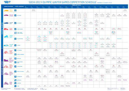 Sochi 2014 Olympic Winter Games Competition Schedule Version 13, August 2013 February 2014 Competition Venue