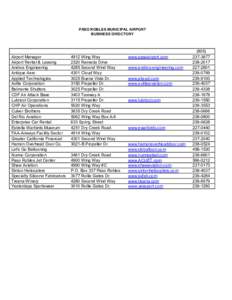 Business Directory For The Municipal Airport of Paso Robles