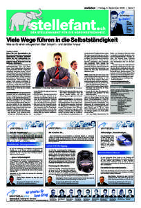 National-Zeitung und Basler Nachrichten AG  stellefant | Freitag, 5. September 2008 | Seite 1 Chefredaktion. Matthias Geering, Chefredaktor – Urs Buess, stv. Chefredaktor – Roland Harisberger, Leiter