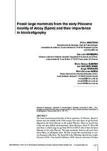 Fossil large mammals from the early Pliocene locality of Alcoy (Spain) and their importance in biostratigraphy