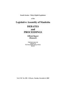 LEGISLATIVE ASSEMBLY OF MANITOBA