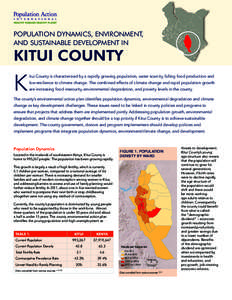 POPULATION DYNAMICS, ENVIRONMENT, AND SUSTAINABLE DEVELOPMENT IN KITUI COUNTY  K