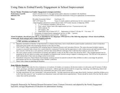 Example of a working chart on Family Engagment in School improvement. Ga