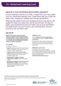 SFE_24+ advanced learning loan factsheet