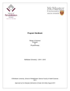 Program Handbook  Master of Science Program in Physiotherapy