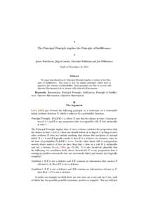 ?  The Principal Principle implies the Principle of Indiﬀerence ? James Hawthorne, Jürgen Landes, Christian Wallmann and Jon Williamson Draft of November 21, 2014