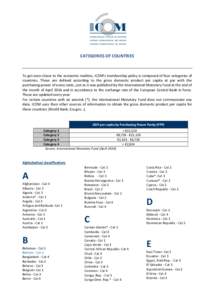 CATEGORIES OF COUNTRIES  To get even closer to the economic realities, ICOM’s membership policy is composed of four categories of countries. These are defined according to the gross domestic product per capita at par w