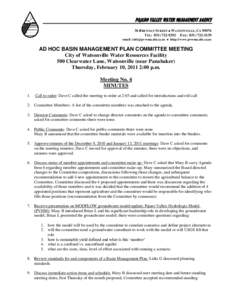 PAJARO VALLEY WATER MANAGEMENT AGENCY 36 BRENNAN STREET  WATSONVILLE, CATEL: FAX: email:   http://www.pvwma.dst.ca.us