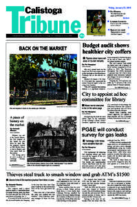 Tribune Calistoga Independently owned and published in Calistoga for Calistogans since[removed]Friday, January 23, 2015