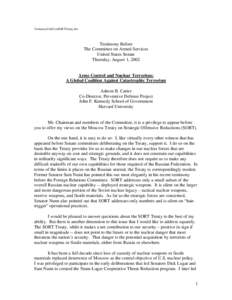 TestimonySASConSORTTreaty.doc  Testimony Before The Committee on Armed Services United States Senate Thursday, August 1, 2002