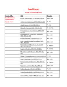 Deuel County County Government Records County Office Board of County Commissioners