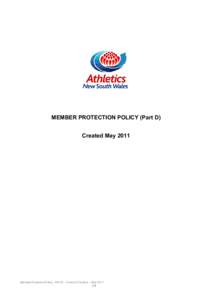 MEMBER PROTECTION POLICY (Part D) Created May 2011 Member Protection Policy - Part D –-Code of Conduct – May 2011 D1
