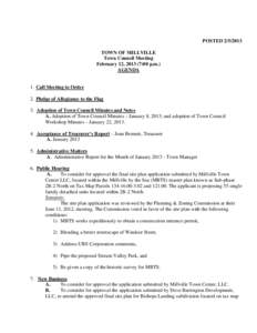 POSTED[removed]TOWN OF MILLVILLE Town Council Meeting February 12, [removed]:00 p.m.) AGENDA