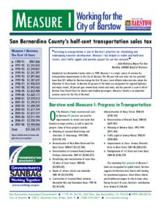 MEASURE I  Working for the City of Barstow  San Bernardino County’s half-cent transportation sales tax